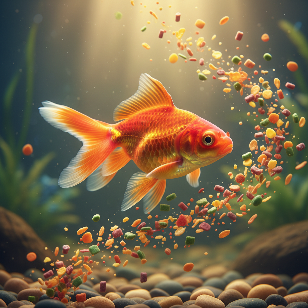 Poisson rouge avec nourriture