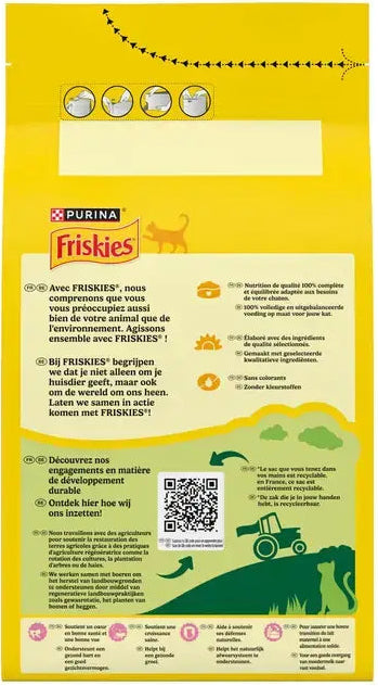 FRISKIES® JUNIOR - Croquettes pour Chaton avec un mélange de Poulet et de Dinde avec du Lait
