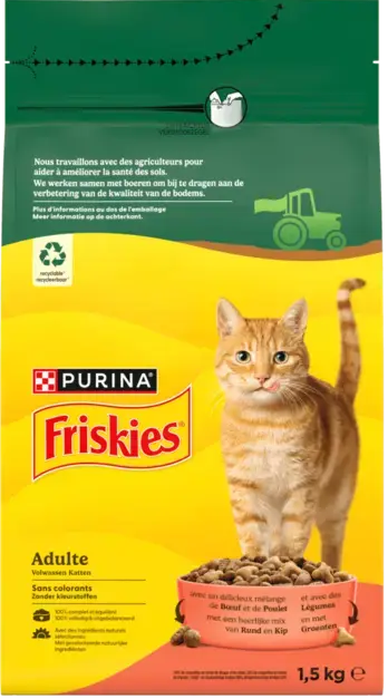 FRISKIES® CHAT ADULTE - Croquettes Bœuf et de Poulet avec des Légumes