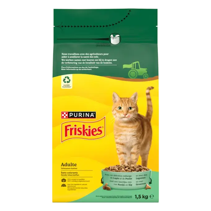FRISKIES® CHAT ADULTE - Croquettes avec mélange de Lapin et de Poulet avec des Légumes