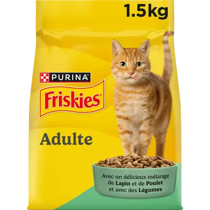 FRISKIES® CHAT ADULTE - Croquettes avec mélange de Lapin et de Poulet avec des Légumes