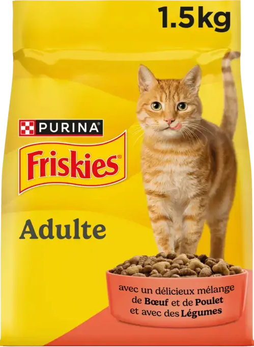 FRISKIES® CHAT ADULTE - Croquettes Bœuf et de Poulet avec des Légumes