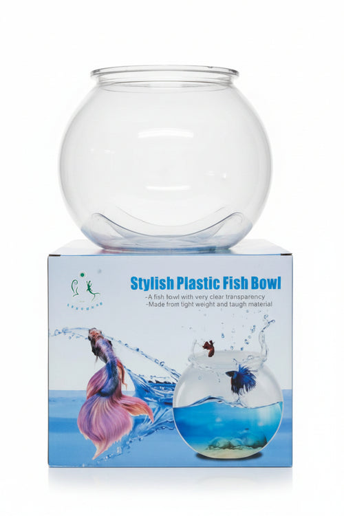 Bocal Rond Plastique Transparent pour Poissons – 21x18cm