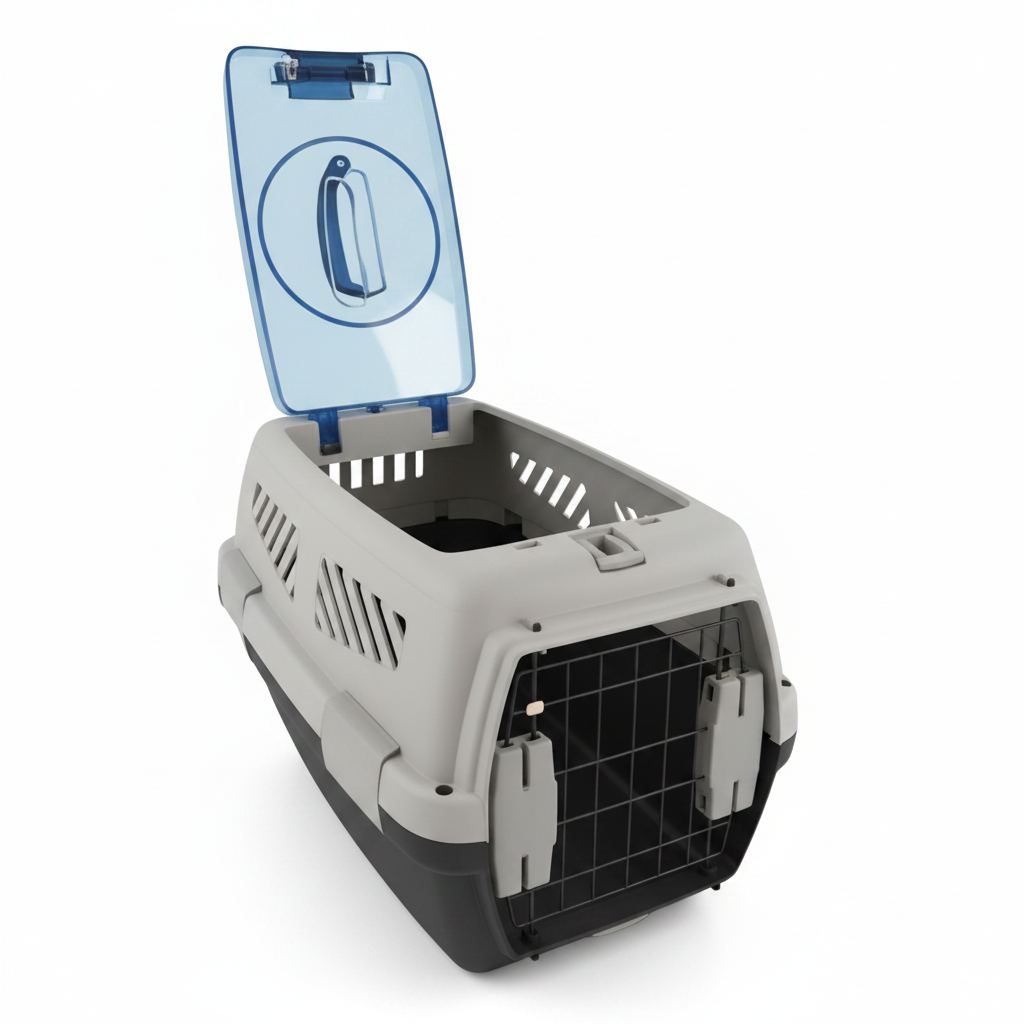 Cage de transport pour chien, chat et lapin avec porte en métal