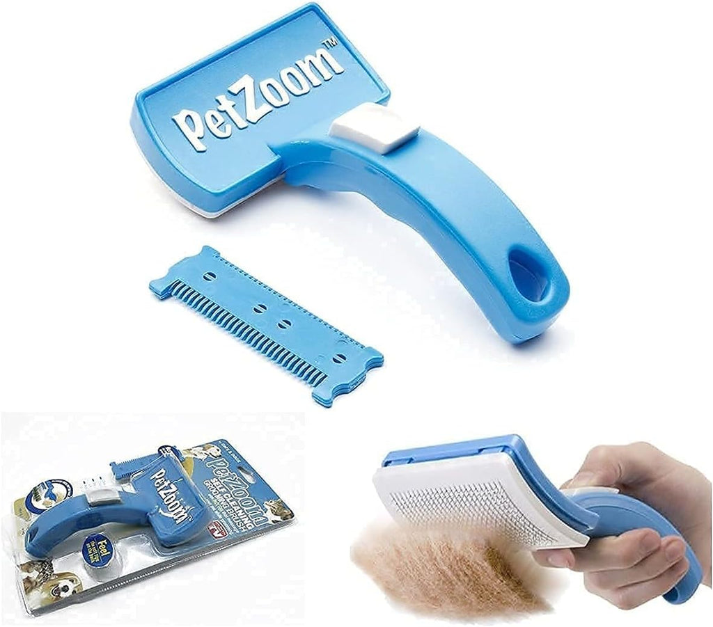 Brosse de Toilettage Autonettoyante pour Chiens (Bleue)