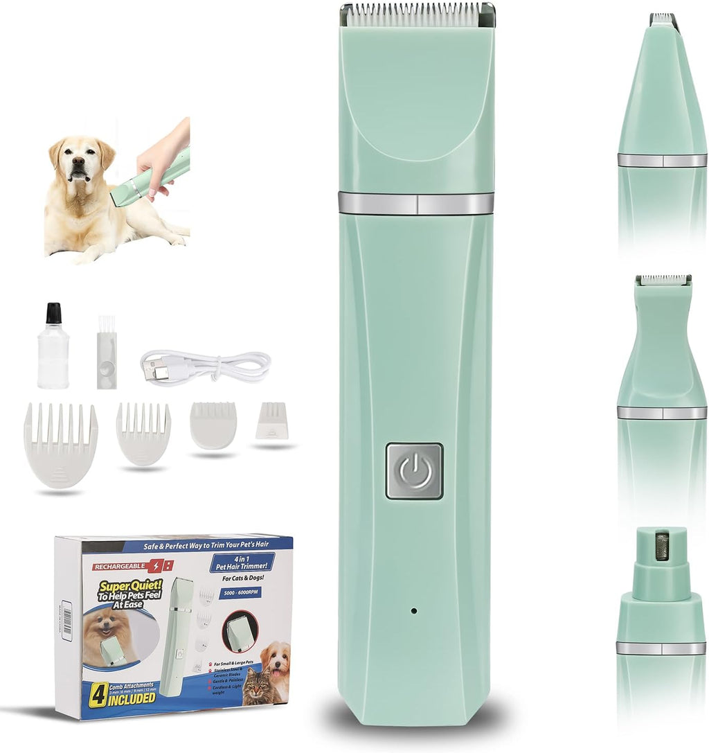 Kit de Toilettage 4 en 1 pour Chiens & Chats – Tondeuse Silencieuse