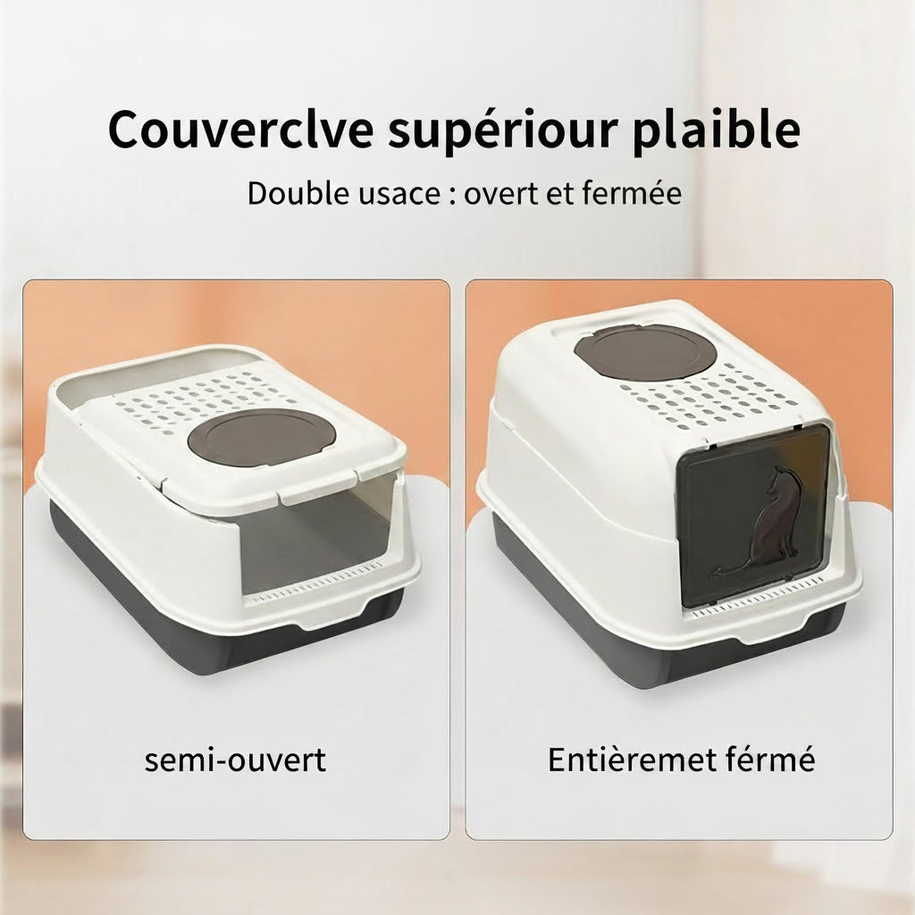 OHMG Bac à Litière Fermé pour Chat – Tiroir Désodorisant, Pliable jusqu'à 15 kg