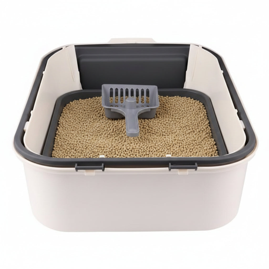 OHMG Bac à Litière Fermé pour Chat – Tiroir Désodorisant, Pliable jusqu'à 15 kg