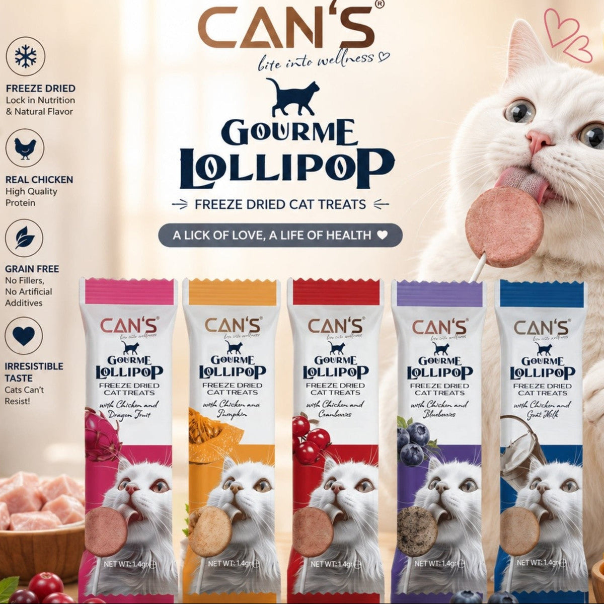 CAN'S Gourme Lollipop – Friandises Lyophilisées pour Chat