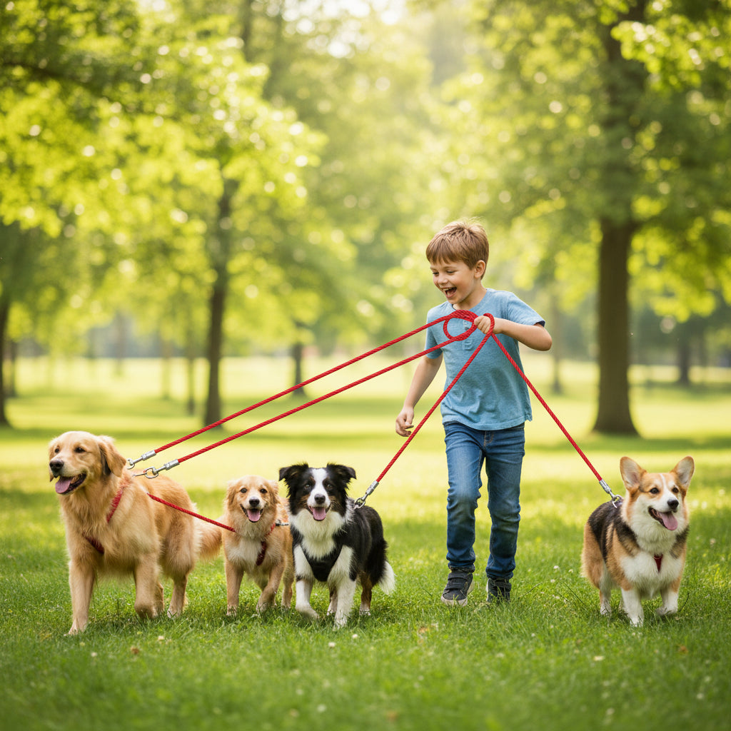 Câble d'Attache Chien 3 m – Longe Anti-Morsure avec Crochet Pivotant 360° (Rouge)