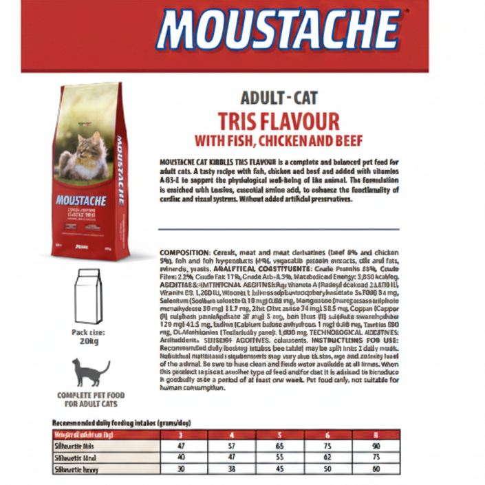 Fiche technique Moustache Kibbles Tris Flavour