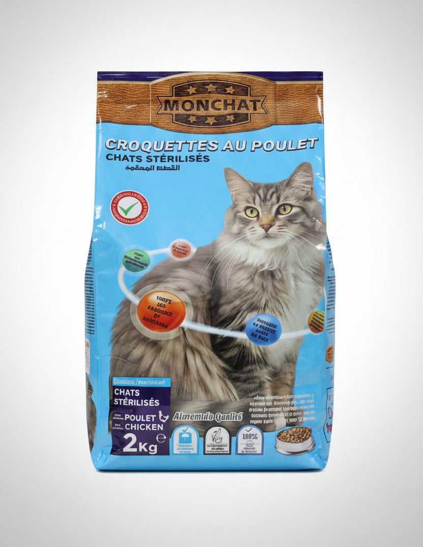 Monchat Croquettes au Poulet pour Chats Stérilisés 2kg