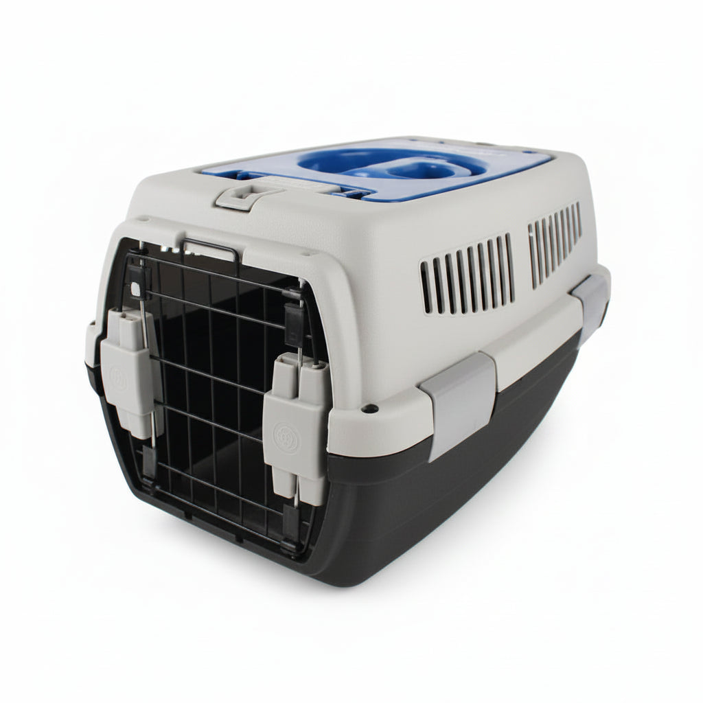 Cage de transport pour chien, chat et lapin avec porte en métal