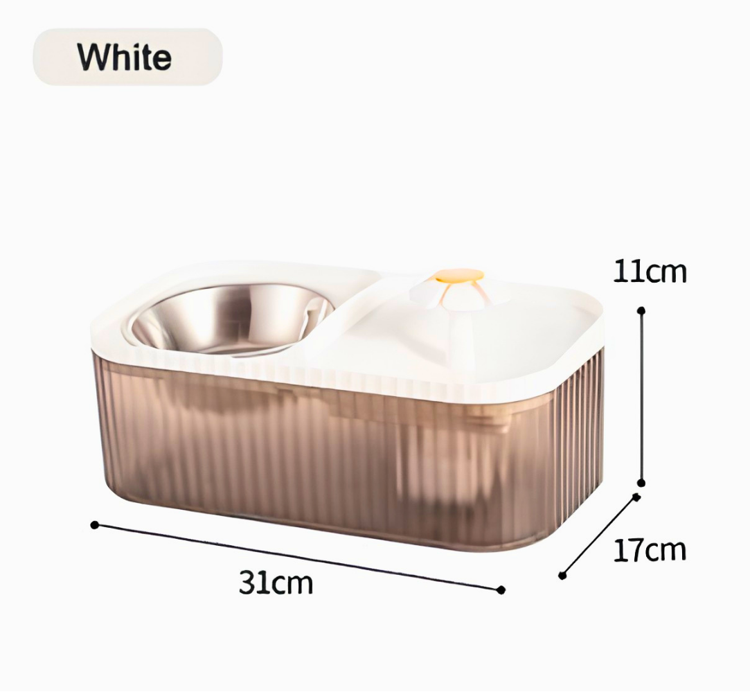LS Water Dispenser – Fontaine & Gamelle 2-en-1 pour Chat