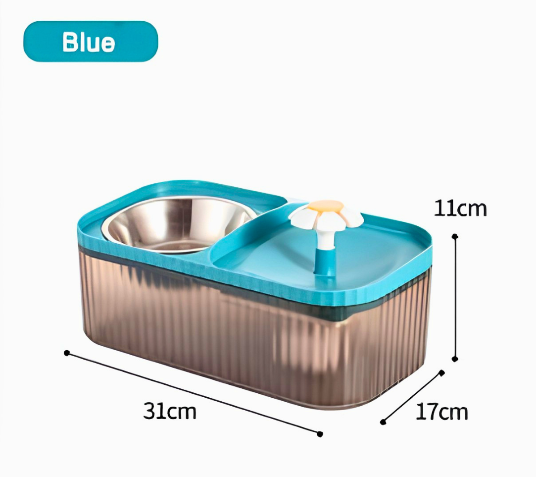 LS Water Dispenser – Fontaine & Gamelle 2-en-1 pour Chat