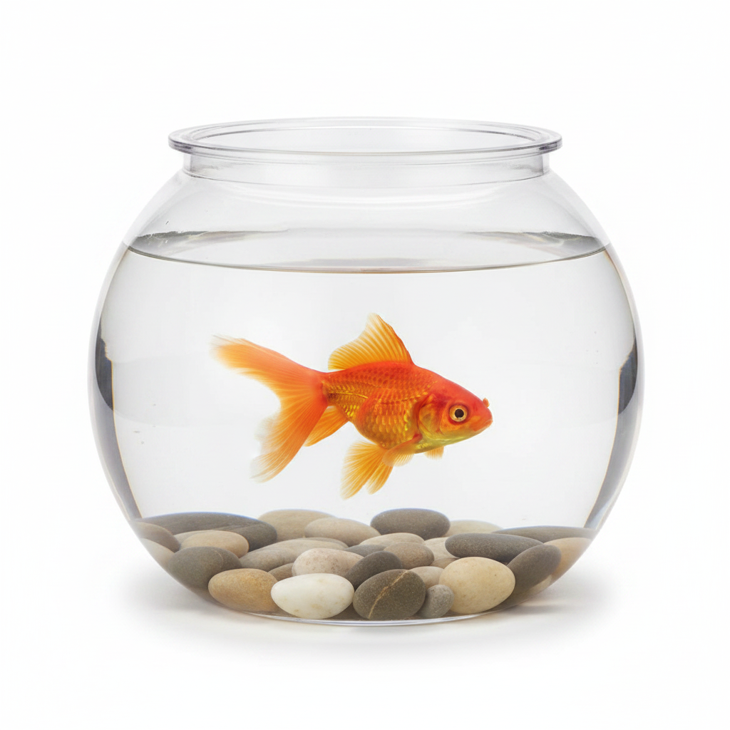 Bocal rond avec poisson rouge