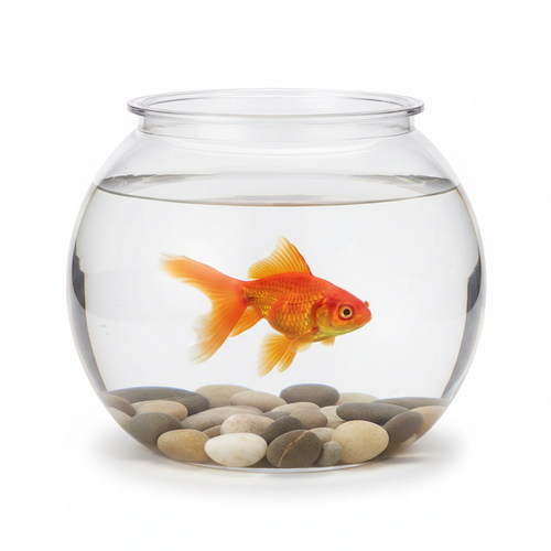 Bocal rond avec poisson rouge