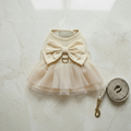 Harnais-robe tulle beige avec nœud - vue face