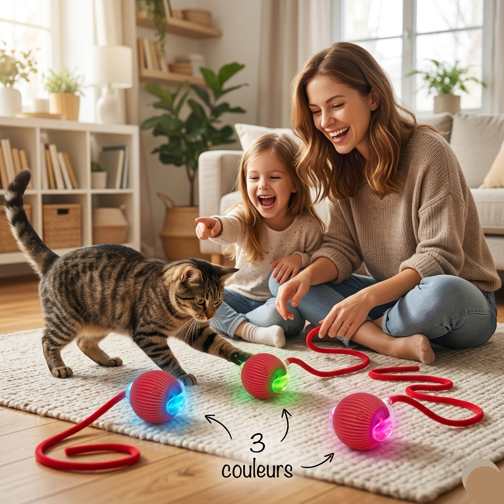 Balle Interactive Chat & Chien - Roule, Vibre et Change de Direction