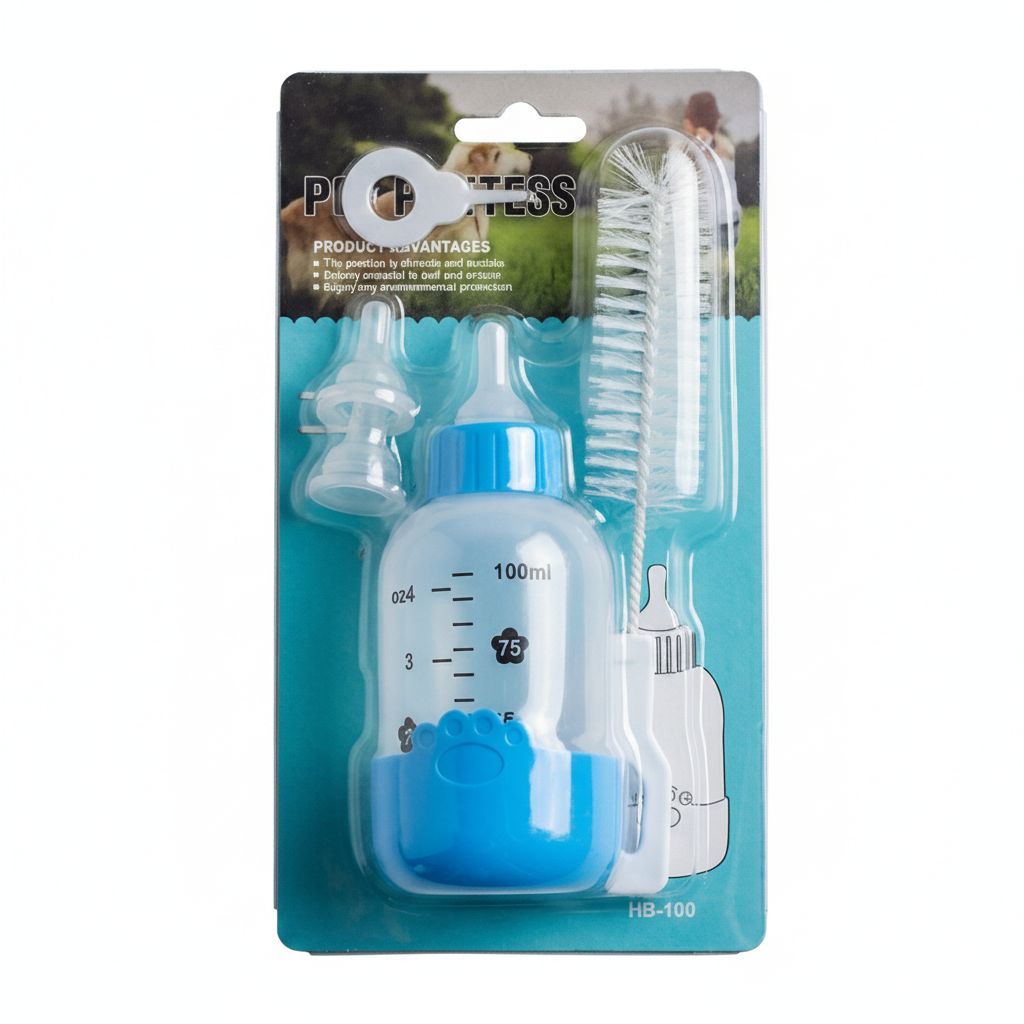 Biberon d'allaitement silicone pour animaux – Motif patte 100ml