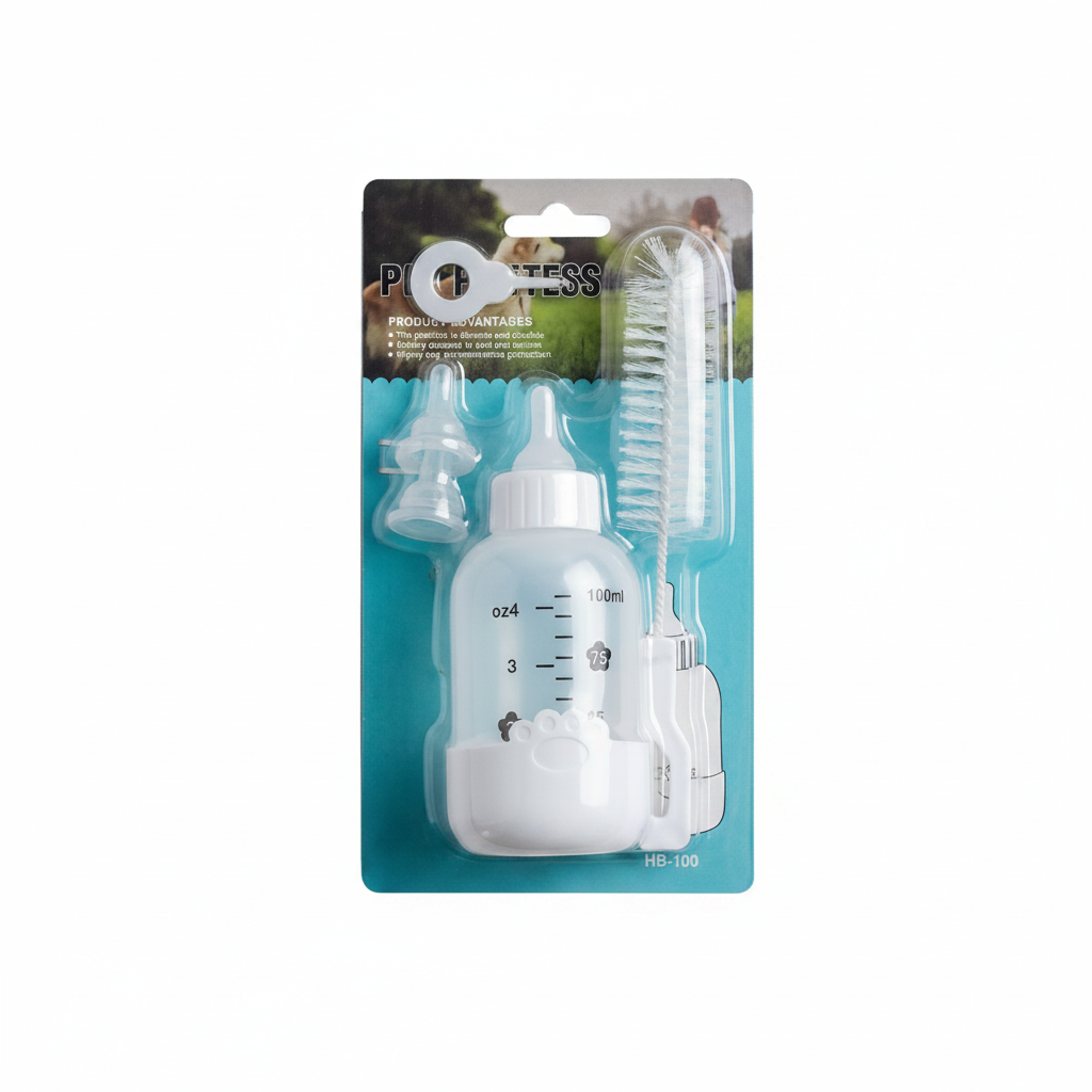 Biberon d'allaitement silicone pour animaux – Motif patte 100ml