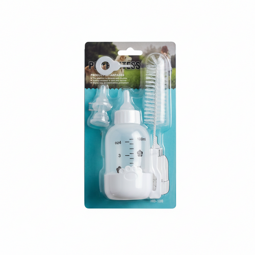 Biberon d'allaitement silicone pour animaux – Motif patte 100ml