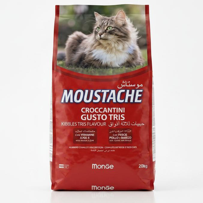 Moustache Croccantini Gusto Tris – Croquettes Chat 20kg