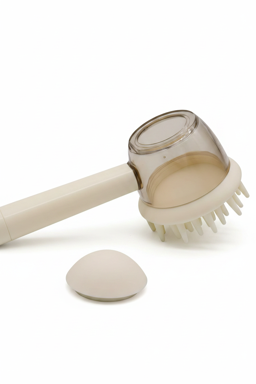 Brosse de Bain Massante 2-en-1 avec Distributeur de Shampoing – Chien & Chat