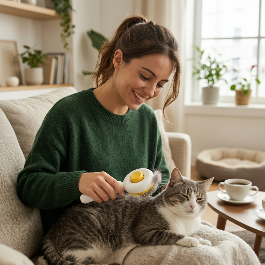 Brosse Autonettoyante pour Chat et Chien – Design Œuf