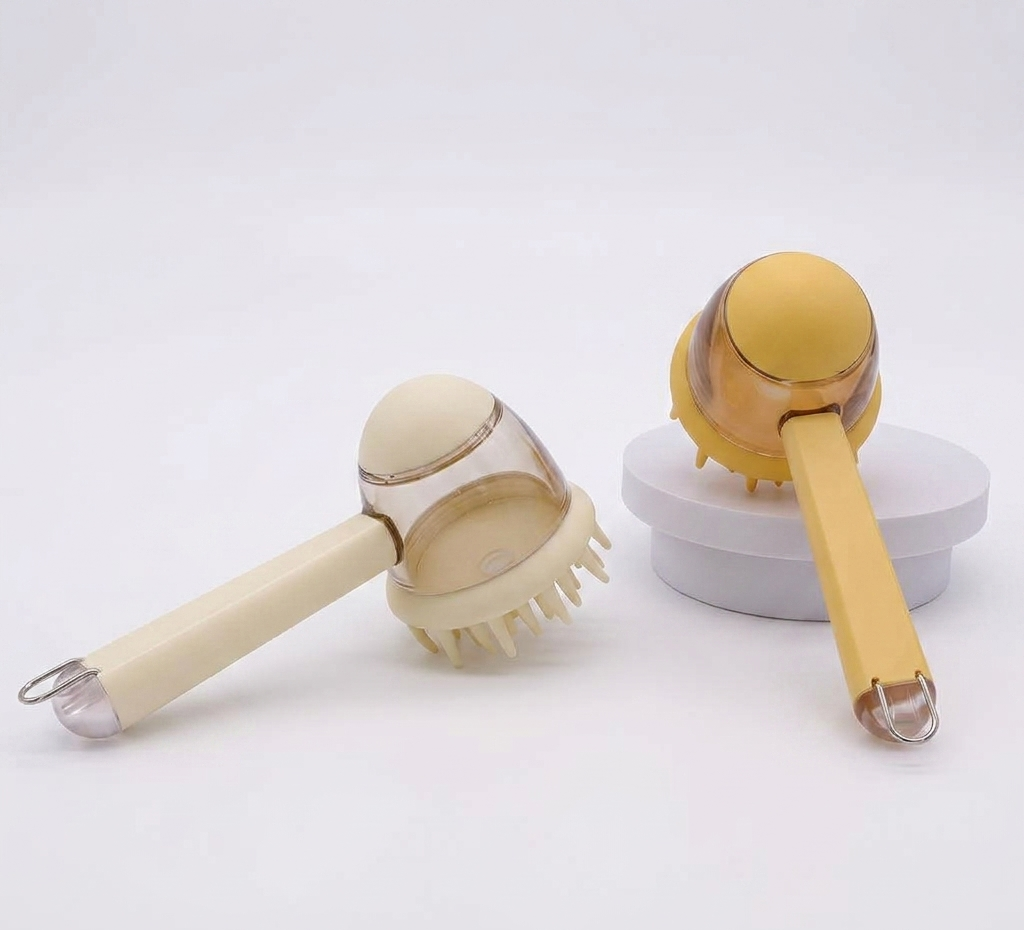 Brosse de Bain Massante 2-en-1 avec Distributeur de Shampoing – Chien & Chat