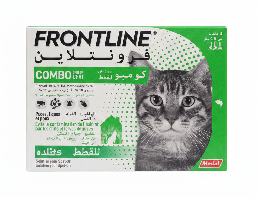 Frontline Combo Spot-On Chat boîte 3 pipettes antiparasitaire fond blanc