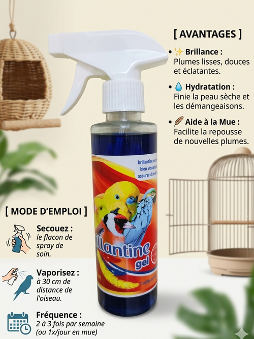 Brillantine Gel Blue Spray pour Oiseaux