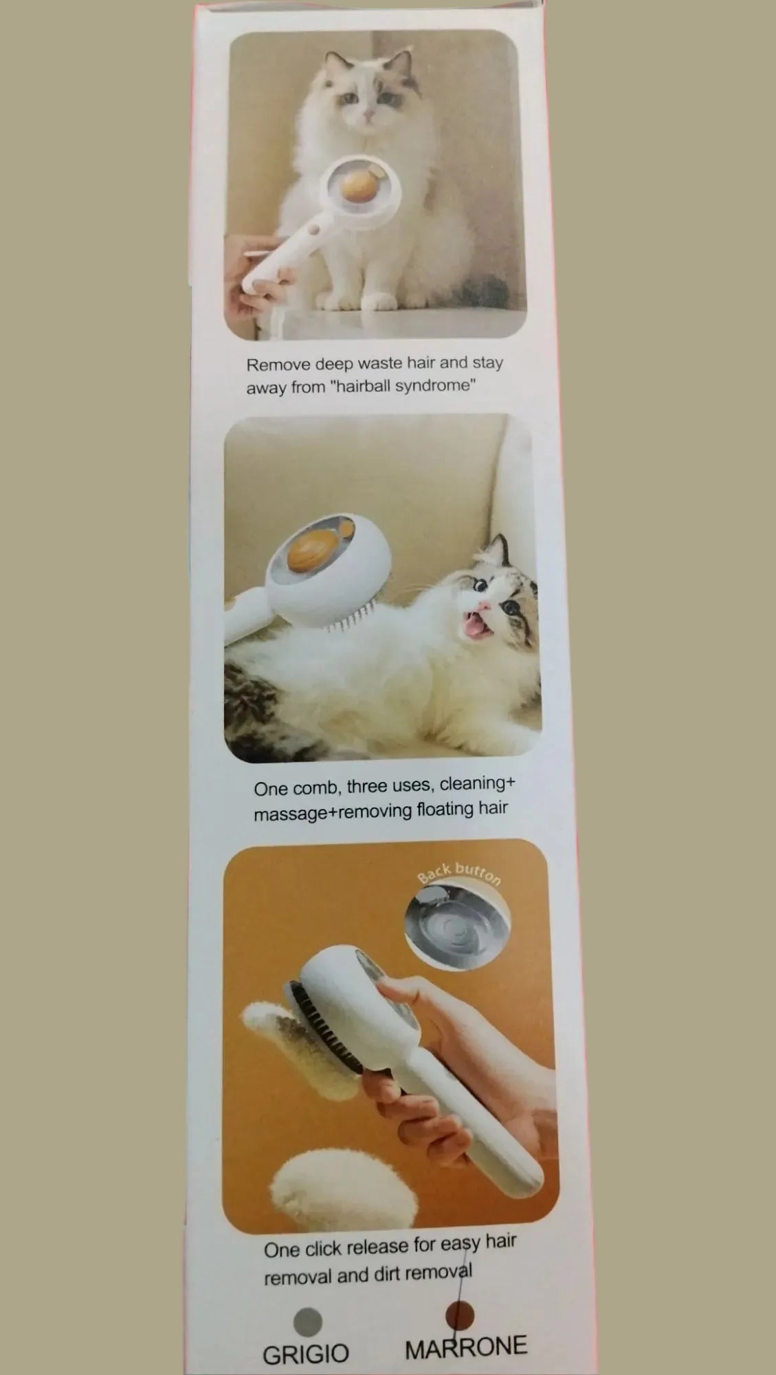 Brosse SPA Spray pour chat - vue de côté