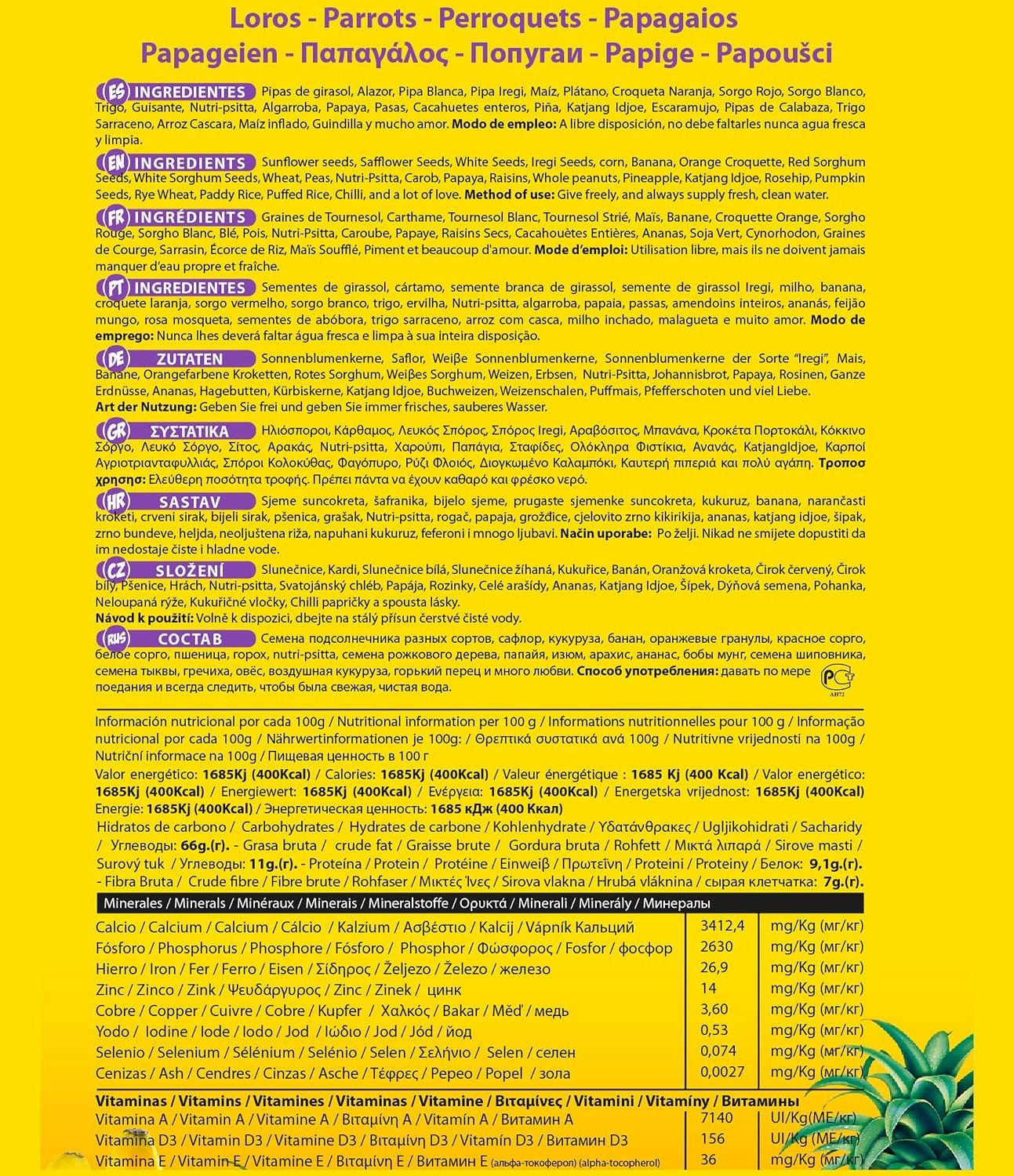 KIKI Max Menu Parrots - vue de taille