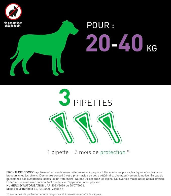 Frontline Combo Spot-On Chien L – Antiparasitaire 20-40kg