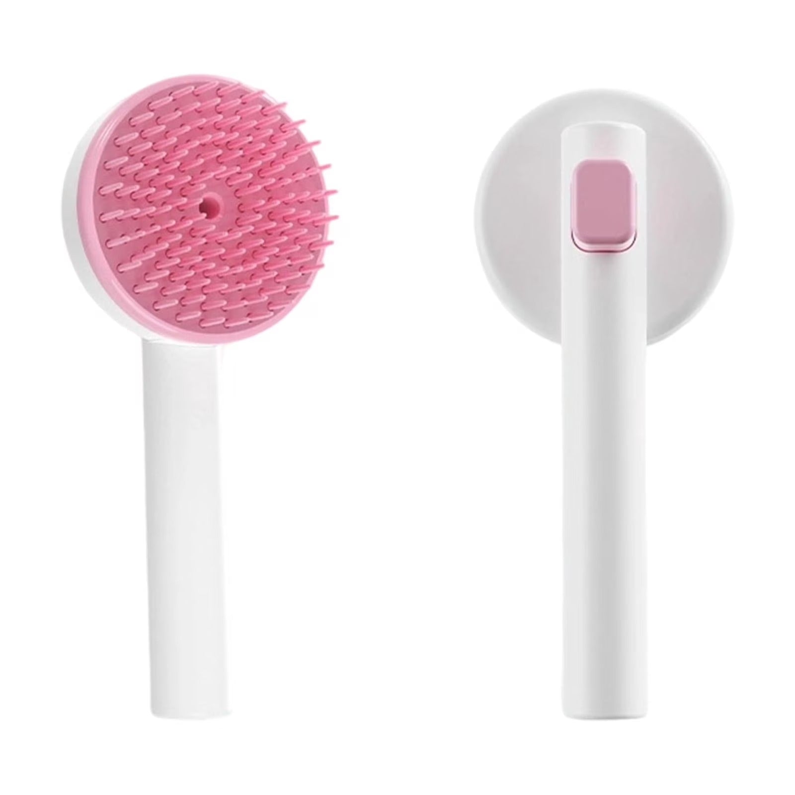 Brosse de massage ronde bleue pour chat - vue face et dos