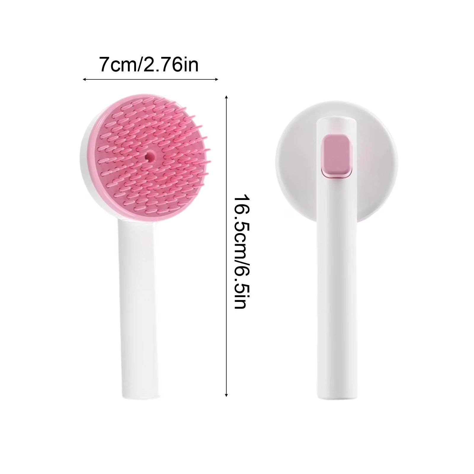 Brosse rose utilisée sur chat blanc - vue dos