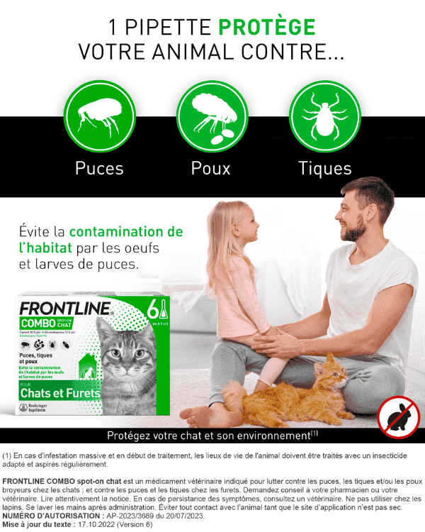 Frontline Combo Spot-On Chat – Antiparasitaire 3 pipettes