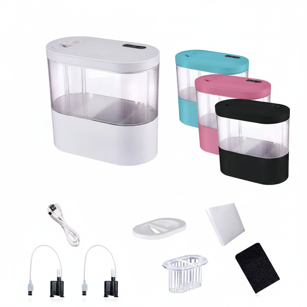 Mini Aquarium de Bureau 4L – Filtration & LED Multicolore