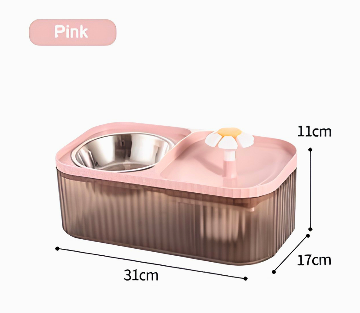 LS Water Dispenser – Fontaine & Gamelle 2-en-1 pour Chat