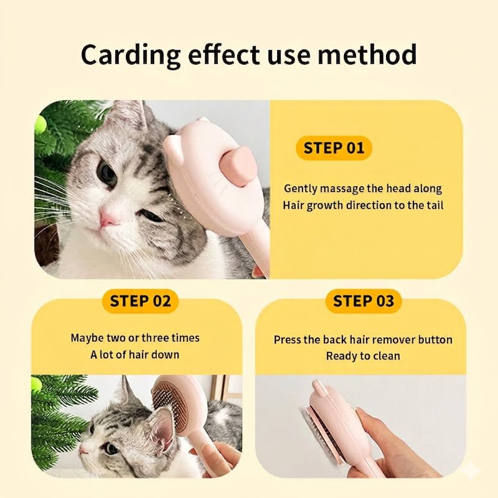 Brosse de toilettage autonettoyante pour chats et chiens