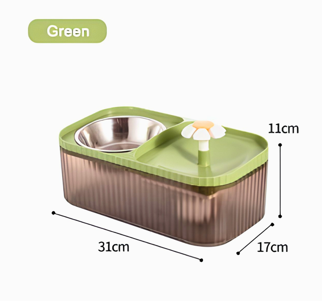 LS Water Dispenser – Fontaine & Gamelle 2-en-1 pour Chat